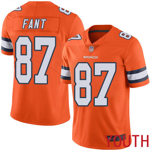 Youth Denver Broncos 87 Noah Fant Limited Orange Rush Vapor Untouchable Football NFL Jersey